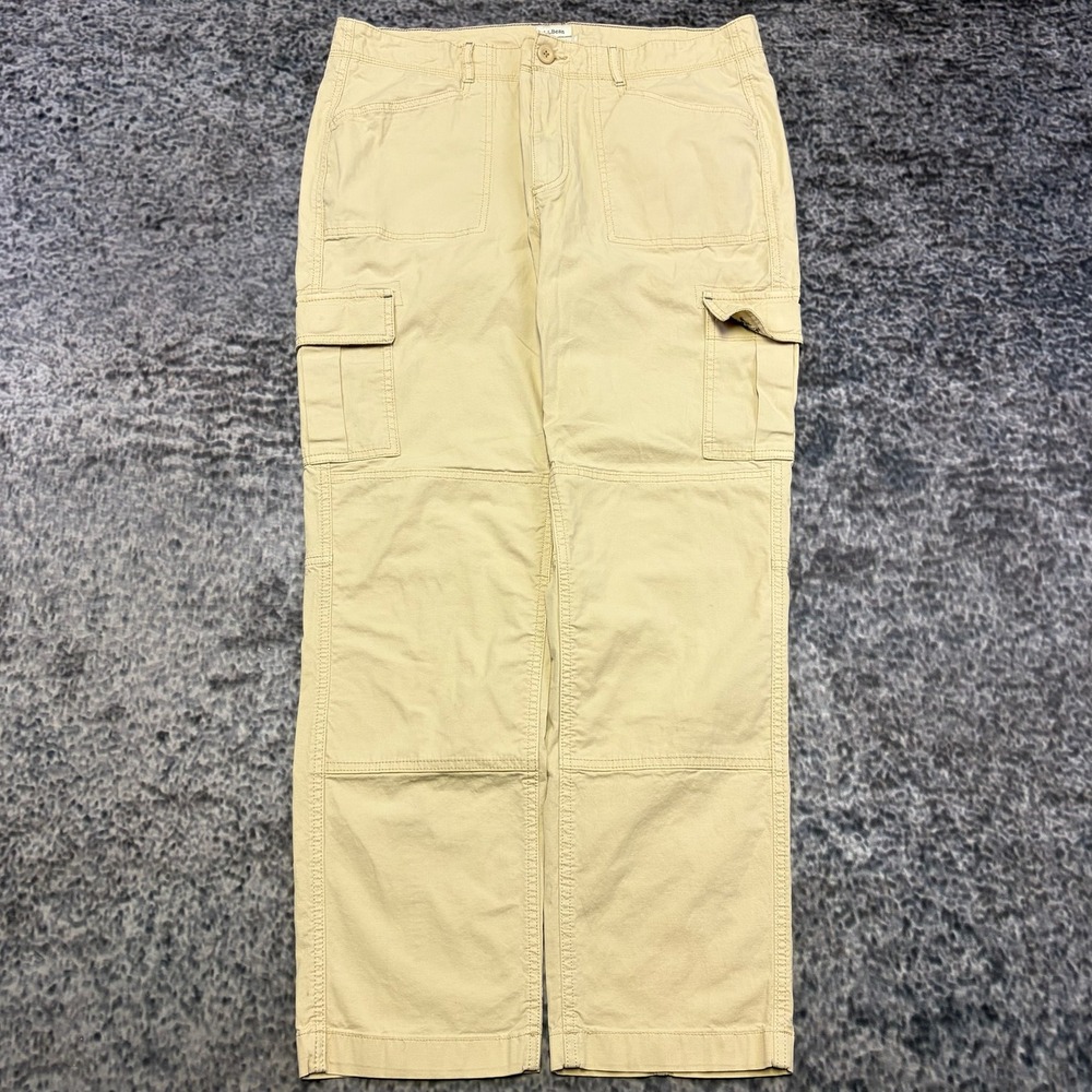 L.L. Bean Favorite Fit Cargo Pants Womens 14 (34x29) Tan Straight Leg Outdoor